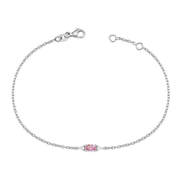 Petit armbånd i 14 kt hvidguld med pink safir og diamanter fra Nuran